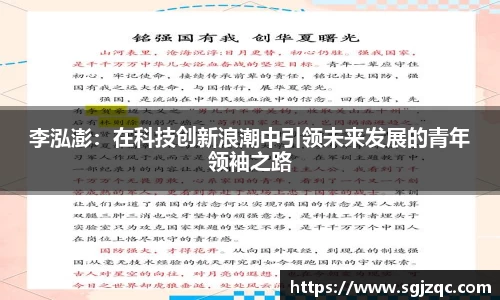 李泓澎：在科技创新浪潮中引领未来发展的青年领袖之路